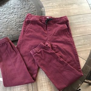Youth Medium Jogger Pants Maroon Stretch